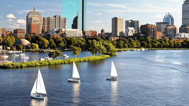 The city of Boston in the summer