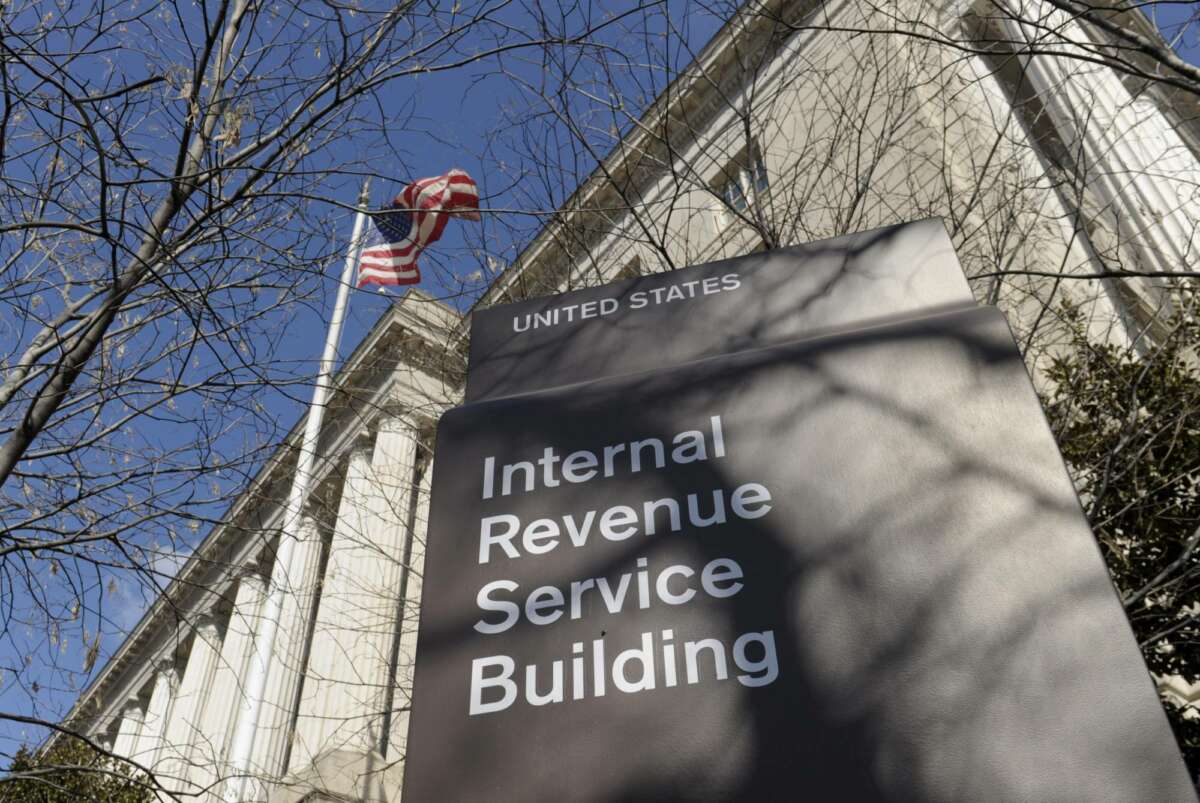 US government IRS building sign